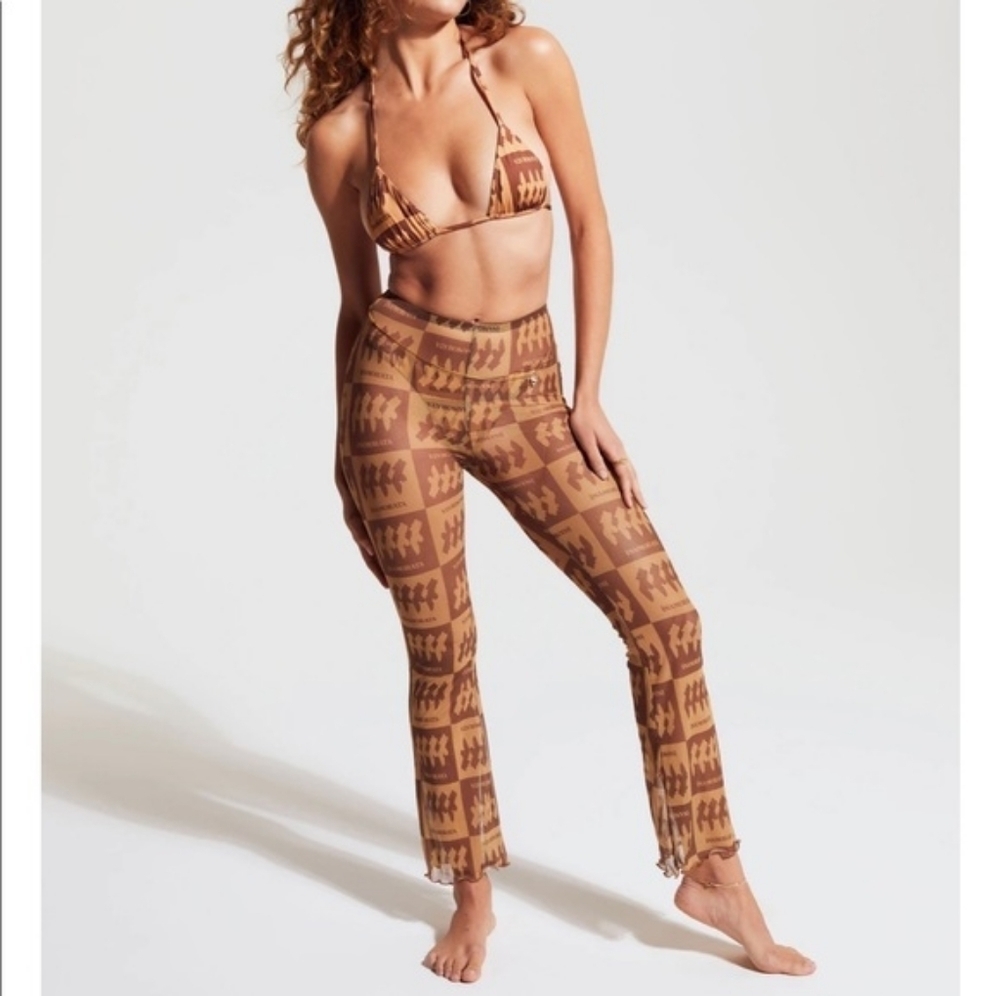 Inamorata Orpheus Bikini Top in Brown Check size M NWT